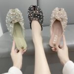 Women's Open-Toe Sandals for Spring Wholesale, Flat Rhinestone Closed-Toe Mules, Slip-On Lazy Mules, Internet Celebrity Commuter Style - Image 5