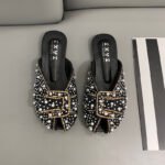 Women's Open-Toe Sandals for Spring Wholesale, Flat Rhinestone Closed-Toe Mules, Slip-On Lazy Mules, Internet Celebrity Commuter Style - Image 7
