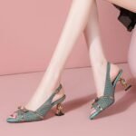 Foreign Trade Fish Mouth High Heel Sandals 2026 Summer New Thick Heel Bow Buckle Back Hollow Open Toe Sandals for Women Wholesale