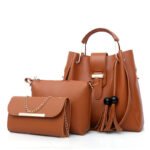 2026 New Women's Bag European and American Fashion Versatile Beaded Tassel Mother-Daughter Bag Three-Piece Set Handbag Shoulder Crossbody Bag - Image 4