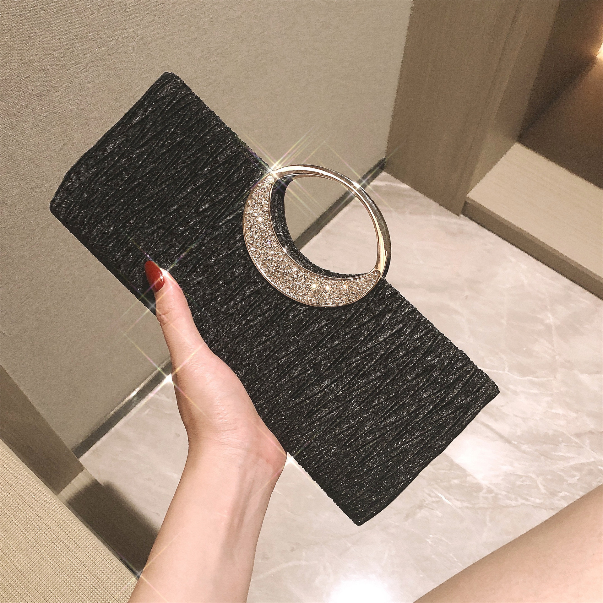 O1CN01MhMYm31NBhcTrxOO5_!!2215612851532-0-cib Light Luxury Evening Bag, Versatile Dress Clutch Bag, Socialite Handbag, Diamond-Encrusted Japanese Small Bag, Chain Shoulder Crossbody Bag - Image 1
