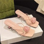 38 SIZE Fashionable, exquisite and beautiful matching skirt thick-heeled sandals for women - Image 3
