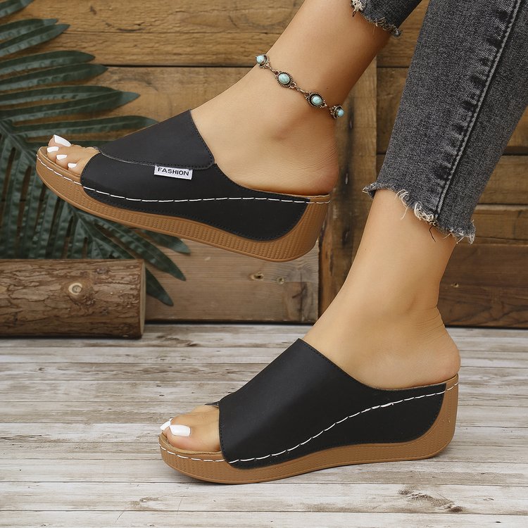 O1CN01Hns23F1UL3CssCVqw_!!842422500 38-42 SIZE lightweight casual breathable sandals wedge heel thick bottom outdoor slippers - Image 1