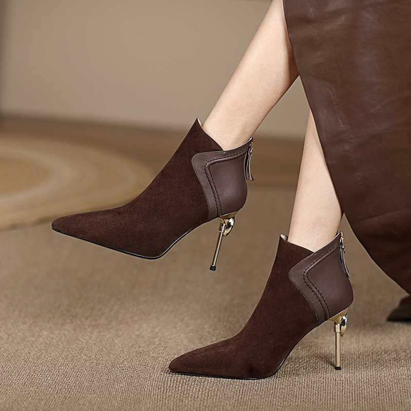O1CN01NgfjWc2CxpmYRDRfh_!!2215671098541-0-cib 37 SIZE short-tube women’s boots frosted leather splicing nude boots - Image 1