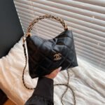 New Quilted Chain Bag, Fragrant Twist Handle Bag, Trendy Women's Bag, Shoulder Crossbody Bag, Oil Wax Leather Retro Bucket Bag - Image 6