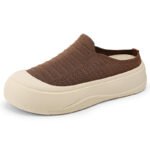 37-41 SIZE BROWN shallow-mouth height-increasing shoes, simple soft-soled half-support - Image 3