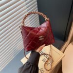 New Quilted Chain Bag, Fragrant Twist Handle Bag, Trendy Women's Bag, Shoulder Crossbody Bag, Oil Wax Leather Retro Bucket Bag - Image 8