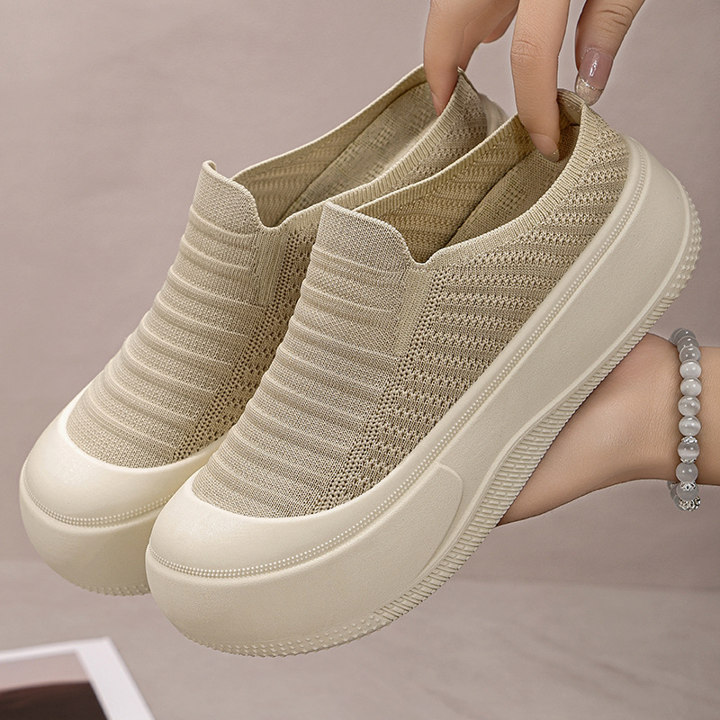 O1CN01lSgS6X1fbxe8mUvnp_!!2211408924026-0-cib 38 SIZE BEIGE shallow-mouth height-increasing shoes, simple soft-soled half-support - Image 1