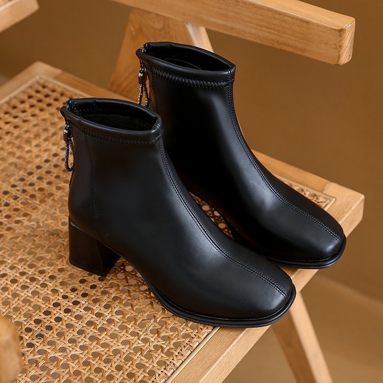 O1CN01luaG7A1ySJoOcIW35_!!3164716577-0-cib 37-38 SIZE square head rear zipper high heel slim boots - Image 1