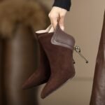 37 SIZE short-tube women’s boots frosted leather splicing nude boots - Image 2