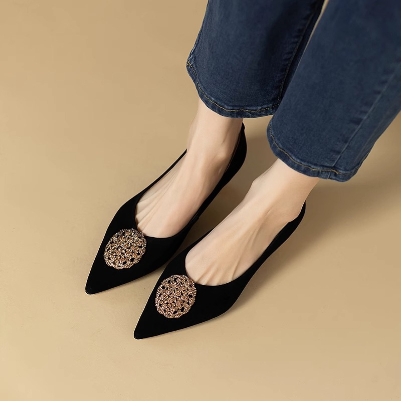 O1CN01pbBTa22JcUanjREWu_!!2217543219442-0-cib 36-38 SIZE Commuter French Suede Work Shoes Not Tired Feet Women’s Professional Thin Heel Small Size New Pointed Black Low Heel Shoes - Image 1