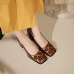 36 SIZE women’s shoes temperament square head high heels thick heels - Image 4