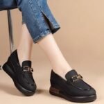 36 SIZE New Autumn Casual Slip-on Pants, Petite Women’s Height Increasing White Shoes