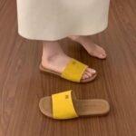 38-40 SIZE Gentle small fragrance style flat bottom open toe flip flops for women
