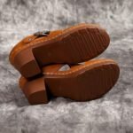 37 SIZE BROWN European and American hollow thick heel Roman sandals - Image 2