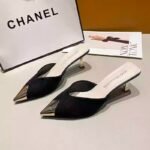 38 size Women’s Summer Slippers with Suede Metal Pointed Toe, Stiletto Heel, - Image 4