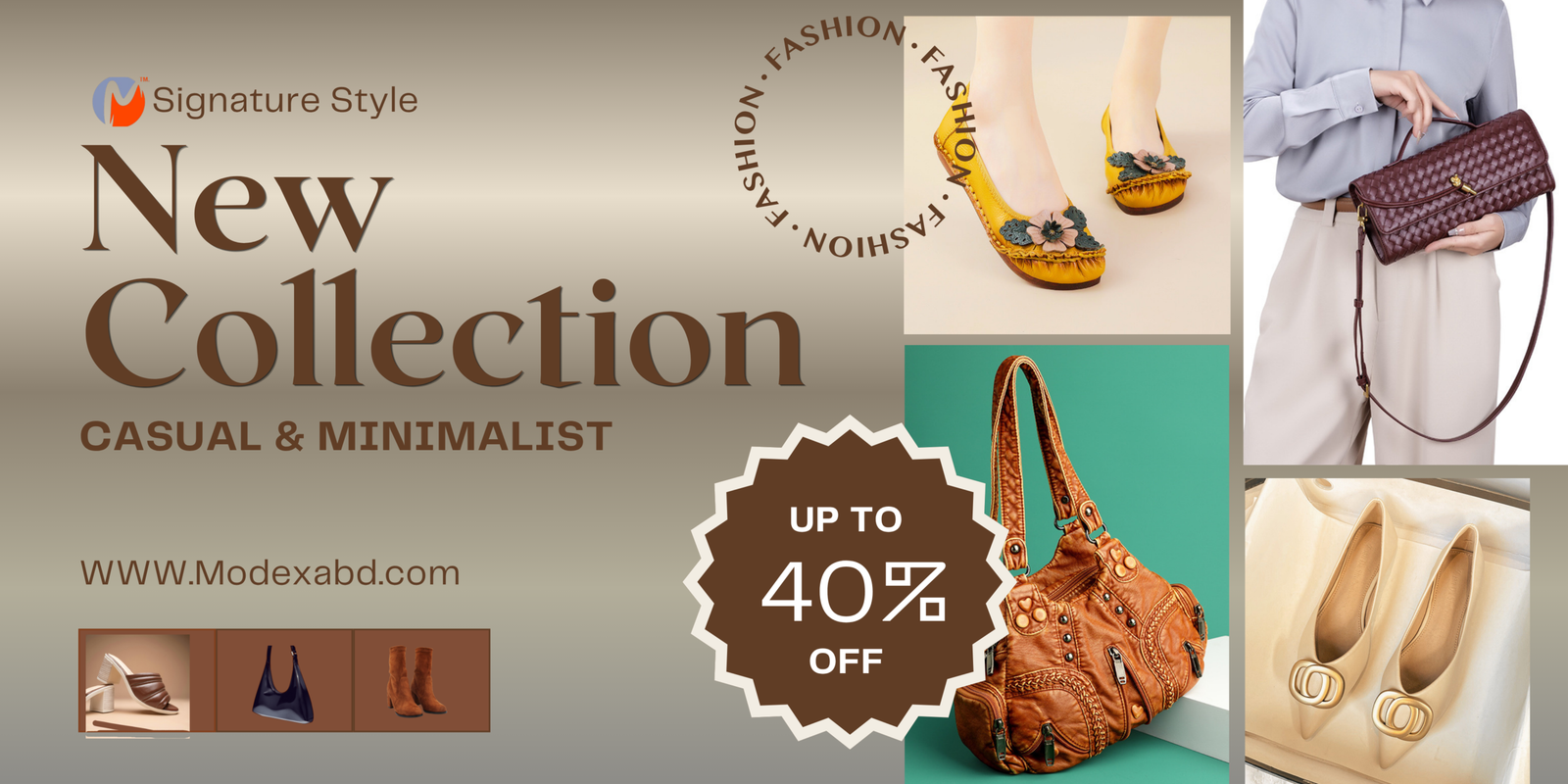 Brown and Beige Minimalist Fashion Collection Banner