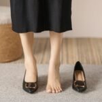 2026 Spring New Korean Style Soft Leather Chunky Heel Pumps for Women, Shallow Mouth Two-Way Wear Fairy Versatile Work Shoes for Women - Image 7