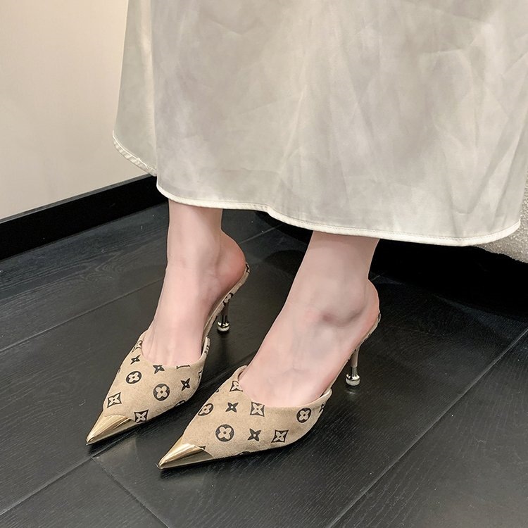 O1CN01JJCyww1kle9TaHflk_!!2219880104724-0-cib Large Size Cross-Border Closed-Toe Half-Slippers, High Heels, New Summer Style, High-End Light Luxury Outdoor Wear, Pointed Toe Stiletto Slippers for Women - Image 1