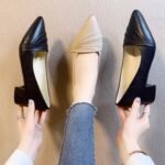 Pointed-toe high heels, 2026 new spring style, women's mid-heel, black soft-soled leather shoes, chunky heel, work shoes. - Image 6