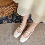 Retro Mary Jane Small Leather Shoes with Low Heels 2025 Autumn New Square Toe Shallow Mouth Thick Heel Flats with Versatile and Elegant Elegant - Image 4