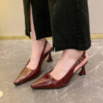 Pointed Toe High-Heeled Sandals for Women, 2026 Spring New Style, Open Back, High-End Buckle Design