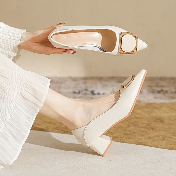 O1CN01esUfbm25BYrwQdE54_!!2220584527488-0-cib 2026 Spring New Korean Style Soft Leather Chunky Heel Pumps for Women, Shallow Mouth Two-Way Wear Fairy Versatile Work Shoes for Women - Image 1