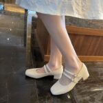 Retro Mary Jane Small Leather Shoes with Low Heels 2025 Autumn New Square Toe Shallow Mouth Thick Heel Flats with Versatile and Elegant Elegant - Image 7