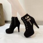 Short Boots for Women 2025 Autum New Korean Style Short Ankle Boots for Women Fashionable High Heels European and American Popular Lace-Up Shoes for Women - Image 4