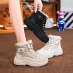 Thick Sole High-top Torre Shoes Women's fleece-lined Thick Cotton Shoes 2024 Winter New Warm Shoes Korean Casual sneaker - Image 2