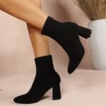 Leopard print retro pointed-toe fashion boots, spring and autumn foreign trade large size chunky heel short boots, 2026 new women's boots - Image 5