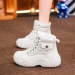 Thick Sole High-top Torre Shoes Women's fleece-lined Thick Cotton Shoes 2024 Winter New Warm Shoes Korean Casual sneaker