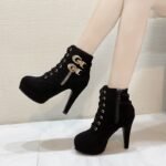 Short Boots for Women 2025 Autum New Korean Style Short Ankle Boots for Women Fashionable High Heels European and American Popular Lace-Up Shoes for Women - Image 6