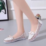 Spring and summer slip-on loafers with hollow design, flat sandals for women, lace breathable mesh bowknot loafers - Image 3