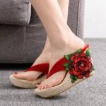 Bohemian Platform Wedge Sandals Beach Flip-Flops Flip-Flops Platform Platform Embroidered Slippers Sandals