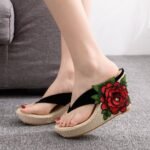 Bohemian Platform Wedge Sandals Beach Flip-Flops Flip-Flops Platform Platform Embroidered Slippers Sandals - Image 4