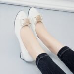 2025 New Women's Shoes Women's Fashion Shoes Pu Leather Shoes High Heels Pointed Toe Shallow Mouth Slip-On Thick Heels Four Seasons - Image 6