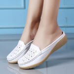 2026 Middle-Aged and Elderly Women's Half-Slip Shoes with Open-Toe Design, Breathable and Comfortable, Versatile for Daily Wear, Wedge Heel Sandals, Slip-On - Image 3