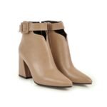 New European and American short leather boots pointed toe belt buckle Roman boots Martin boots chunky heel mid heel women's boots - Image 4