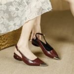 Light Luxury and High-End Feel 2026 New Style Chunky Heel High Heels for Women, Niche Metal Anti-Kick Toe Summer Low Heel Open-Back Sandals - Image 2