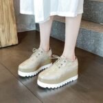 Foreign Trade British Style Spring and Autumn Baby-Style Thick-Soled Star-Patterned Platform Square-Toe Wedge Waterproof Striped Lace-Up Women's Shoes - Image 3