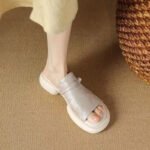 New Chinese-style embroidered fashion trendy thick-soled sandals for women, 2024 summer new model with chunky heel and single strap - Image 5
