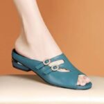 Fish-Mouth Open-Toe Slippers for Women, Summer Fashion Outdoor Low-Heeled Sandals, 2025 New Versatile Comfortable Casual Slippers