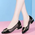Soft-Soled Flats-Soled Cut Out Mesh Flats for Women 2025 New Mesh Pointed Toe Low-Heeled Shallow Mouth Rhinestone Sandals for Women Soft Leather - Image 5