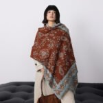 Thickeneded Version of Retro Ethnic Style Cashew Flower Scarf for Women Winter High-End Warm Scarf Imitation Cashmere Shawl - Image 2