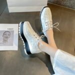 Foreign Trade British Style Spring and Autumn Baby-Style Thick-Soled Star-Patterned Platform Square-Toe Wedge Waterproof Striped Lace-Up Women's Shoes - Image 7