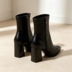 Soft leather version, super flattering French pointed toe brown short boots, perfect for early autumn, 2026 fall/winter, coffee color high-heeled ankle boots for women. - Image 4