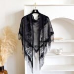 New Velvet Triangle Scarf, Lace Shawl, Hollow Tassel, Solid Color, Breathable, Fashionable, High-End Foreign Trade - Image 9