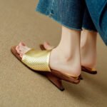 French-Style Sandals for Women, 2026 Summer New Fashion, One-Strap Irregular Heel, Open-Toe High-Heeled Sandals, Large Size - Image 9