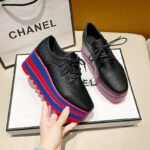 Wholesale British wind spring and autumn baby thick bottom muffin square head slope heel waterproof platform striped lace-up lightweight women's shoes - Image 6